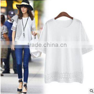 F20029B Large Size Women Shirt Hollow Out Loose Women Shirt photo-2