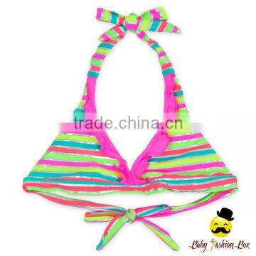 Fitness Blue Striped Halter Little Girl Separable Type Teen Girl Bikini Swimwear Under Panties photo-4