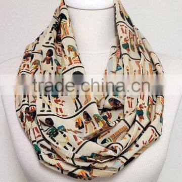 Antique Egyptian Pattern Infinity Scarf, Circle Scarf, Loop Scarf, Scarves, Shawls, Spring - Fall - Winter - Summer Fashion photo-5