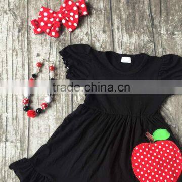 Girls Summer Outfits Children Back to School Clothing Girls Apple Dress With Red White Polka Dot Capri Pants With Accessories photo-3