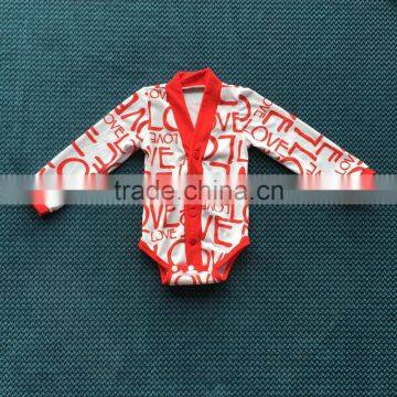 QL-394 long sleeve love design newborn baby romper clothing 2016