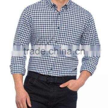 Navy check Long Sleeve Buttoned Shirt