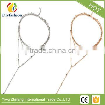 Whosales Crystal Pendant Three Layers of Pearl Collarbone Chain Necklace photo-2