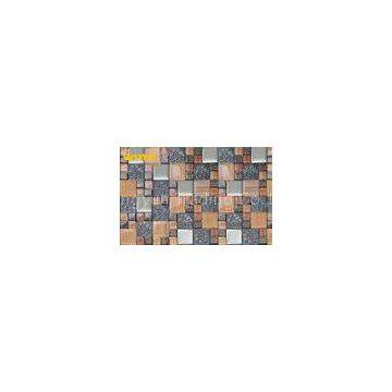 Glitter Stainless Steel Mix Glass Kitchen Wall Tiles With Mosaic Patterns