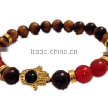 2015 fashion DIY yellow Tigereye stone palm Yoga Bracelet