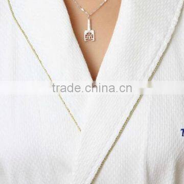 Waffle Cotton Embroidered Robe and Waffle Bathrobe for Couple Shawl/kinomo Style Robe photo-5