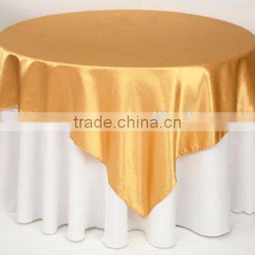 fancy wedding round polyester satin table cloth and table overlay