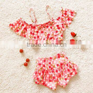 2017 Cute Cherry-print Two Pieces For Kids Girls Swimwear photo-6