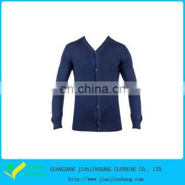 OEM High Quality Button Up Merino Mens Golf Knitwear In Navy Blue