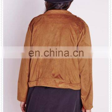 Oem Plus Size Female Faux Suede Biker Jacket Nice Design Low Price Made in China photo-3