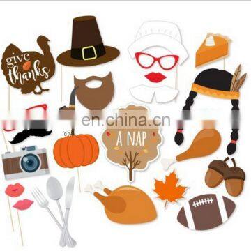 Turkey Theme Thanksgiving Bouquet Photo Booth Props Party Mask Set Decorations 24pcs/set