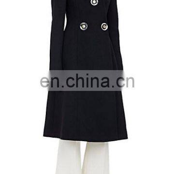 European New Style Embellished at Front Slim Fit Woolen Long Winter Coat With Oversized Buttons photo-2