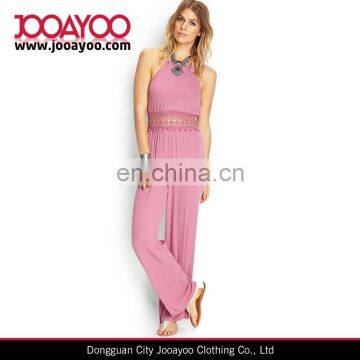 Woman Crochet Halter Adult Red Jumpsuit