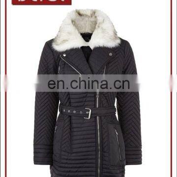 Waterproof Leather-look Quilted Nylon Jacket for Ladies