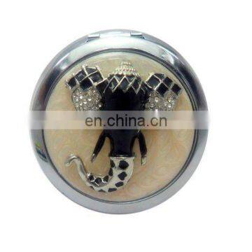 New arrival selling Zinc Alloy Fashionable Bejewelled Lady Makeup Metal compact mirror