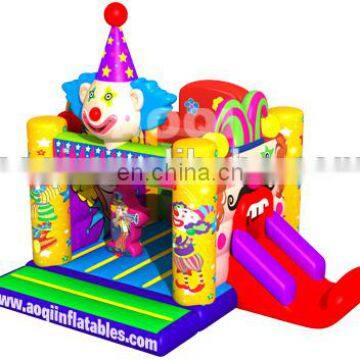 2015 new design cheerful clown inflatable combo with slide for kids