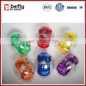 Pull back mini car plastic toy capsule for promotion