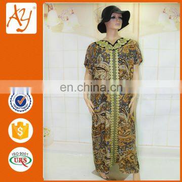 Wholesale African Nigerian Moroccan V-neck with golden lace kaftan