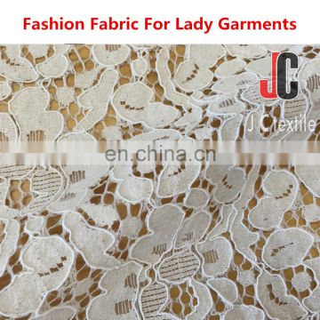 Shaoxing JC036 textile high quality plain dyed T/C nylon cotton ivory fabric textile lace