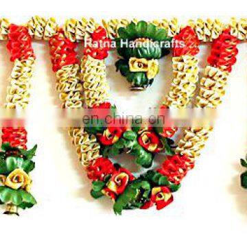 Satin Tissue Toran Door Decoration 3 round bells