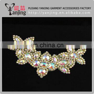 Professional Factory Rhinestone bridal Applique crystal Sash Bridal Applique pearl Wedding trim bead