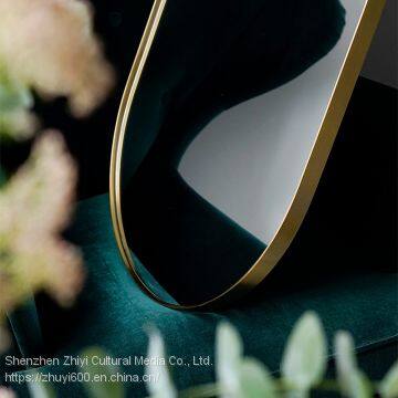Customized brass oval mirror Nordic bathroom mirror golden bathroom mirror modern minimalist dressing mirror entrance mirror