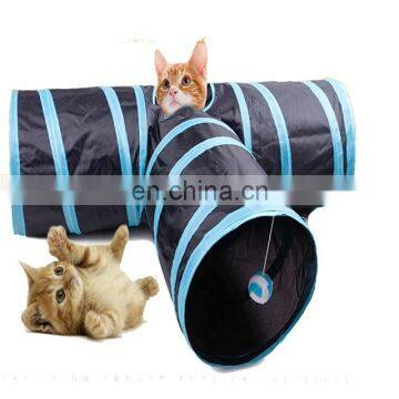 Hot Sale 3 Way Tunnel with Ball Creaker Collapsible Portable Cat Tunnel