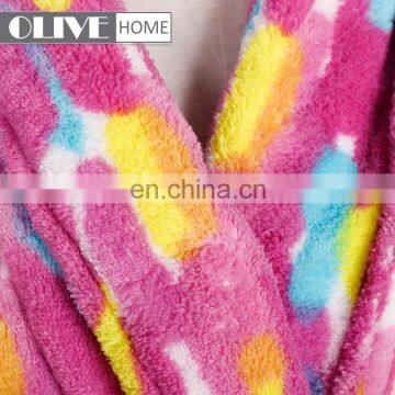 Wholesale Kimono Collar 100% Polyester Printed Super Soft Coral Bathrobe photo-4