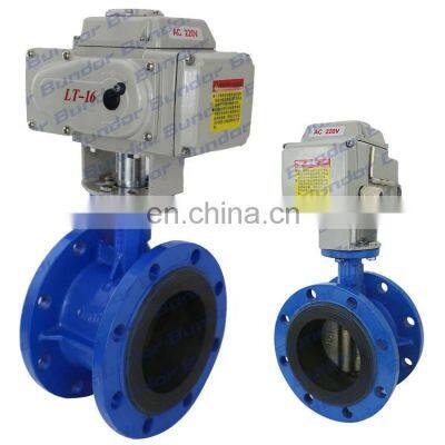 Bundor DN400 EPDM Rubber Sealing Electric Actuator Motor Operated double flange Butterfly Valve