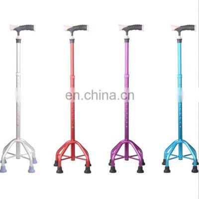 Adjustable Aluminium cane with four legs walking stick ferrules walking cane stick standing walking stick