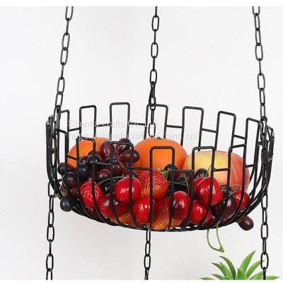 Three-Layer Fruit Hanging Basket Creative Metal Folding Foldable Art Removable Fruit Basin Storage Basket Cradle Home Furnishing Articles photo-3