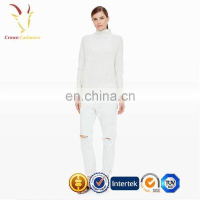 White Women Cashmere Turtleneck Sweater Bright Color Sweater photo-4