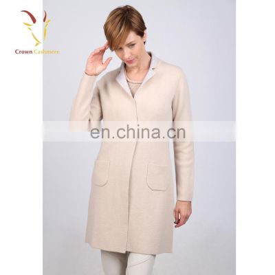 Women European Cashmere Wool Long Winter White Coats