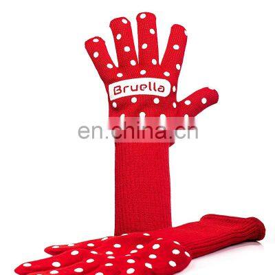 Good Quality Customized 1472F Oven Non Slip Silicone Heat Resistant BBQ Gloves for Kitchen Backing