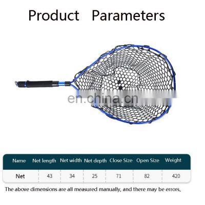 Fly Fishing Net Mesh Soft Rubber Landing Net Trout Catch Net Lanyard Rope Magnetic Buckle Fishing Tackle Tools photo-3