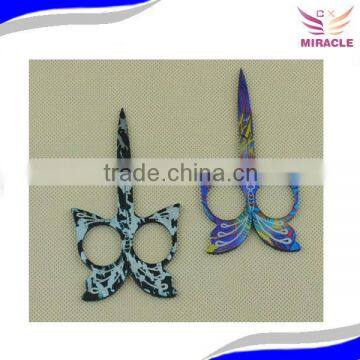 Stainless steel butterfly shaped printing manicure scissors