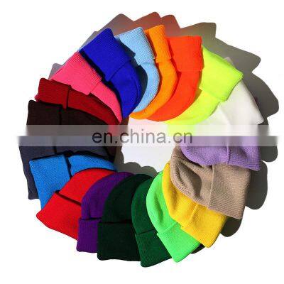 Candy Color Factory Wholesale Plain Blank Beanie Hat Unisex 100% Wool Warm Knitted Beanie Hats Custom Logo