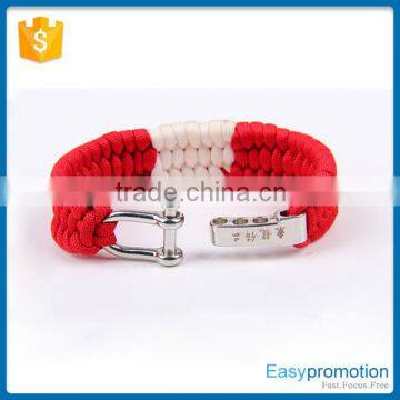 Unique design printing logo u shackle survival bracelet wholesale