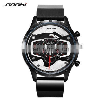 SINOBI 9789 Men's Men Quartz Watches New Fashion Silicone Band Watch OEM Chronograph Calendar Man Hand Watch