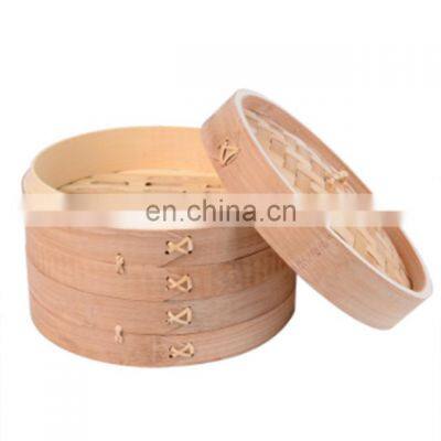 High Quality 10 Inch Bamboo Steamer With Steel Rings for Cooking Steamer Basket