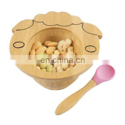 Eco-friendly Wood Bamboo Baby Bowl Plate Custom Stay Put Suction Baby Feeding Bowl With Suction Base photo-4