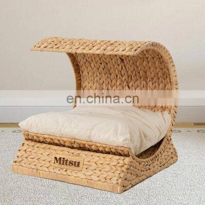 Hot Sale Unique Personalized Wicker Modern Pet Bed, water hyacinth cushioned pet bed Wholesale made in Vietnam