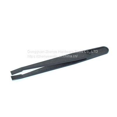 Antistatic plastic tweezers black pointed flat head elbow round head wide mouth special tool maintenance Niezi 93301