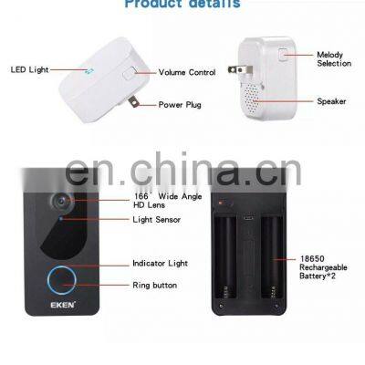 2020 Trending Wholesale Phone Intercom Remote Monitoring EKEN V7 1080p WiFi Video Doorbell Camera for House photo-4