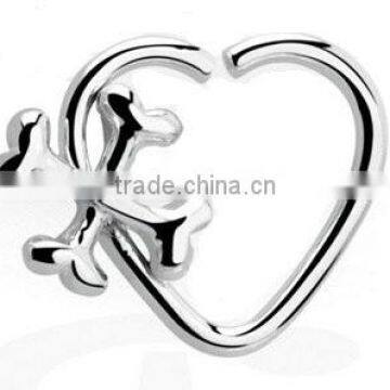 Heart and Cross Bone 316L Surgical Steel Tragus Cartilage Daith Body Piercing Jewelry photo-2