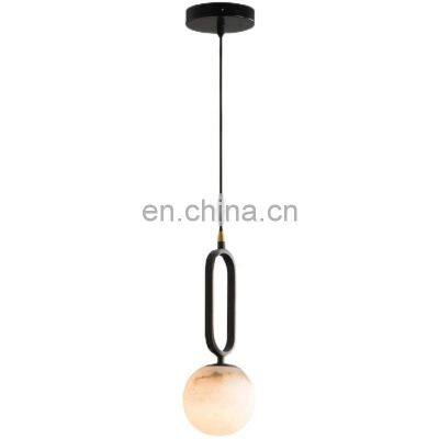 Simple Globe Pendant Hanging Lamps Led Ceiling Modern Small Alabaster Chandelier photo-5