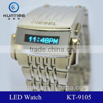 machine cat head stainless steel back LCD iron samurai men watch