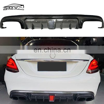 W205 C Class High Quality Carbon Fiber BB style Rear Diffuser With Light Rear Bumper Lip For Mercedes Benz W205 C Class