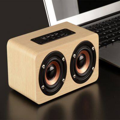 10W Hifi Bluetooth Speakers Wireless Stereo Subwoofer Wood Home Audio Desktop Handsfree Aux Speaker