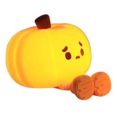 Children's Gift Creative Small Pumpkin Touch Night Lamp Home Bedroom USB Mini Rechargeable Soft Touch Silicone LED Night Light photo-6